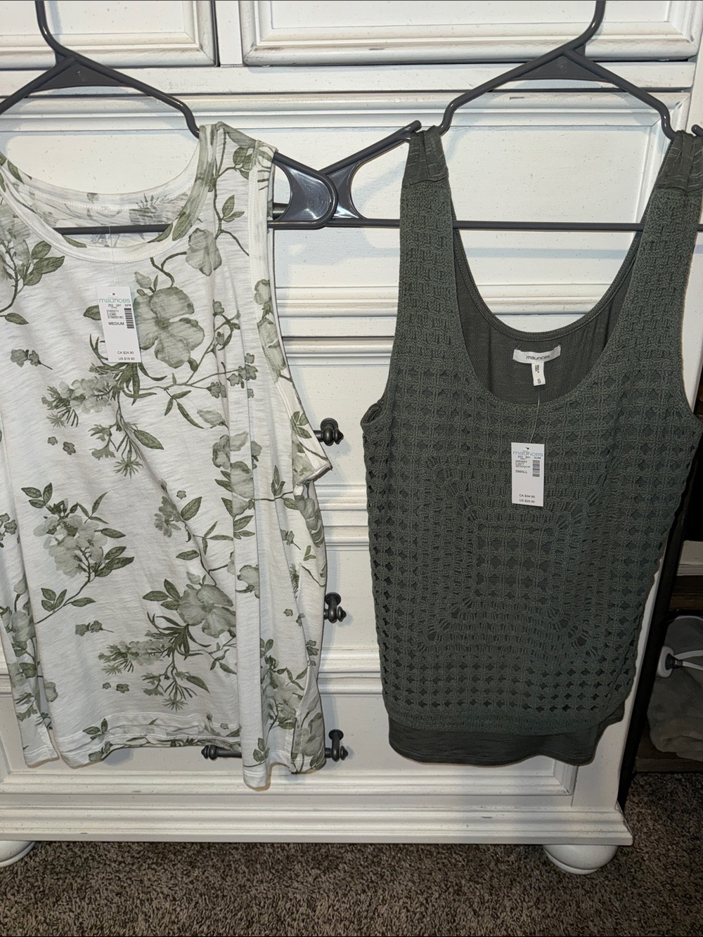 NWT set of 2 Sage green tanks size Small and medium